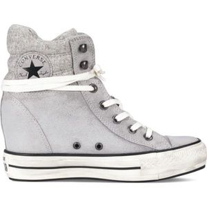 Grey Platform Chuck Taylor Converse Wedge Sneakers